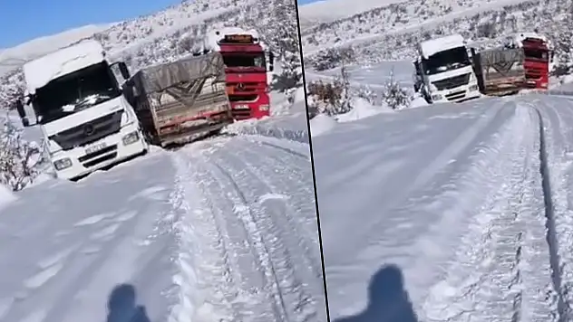 Siirt'te yoğun kar yağışı TIR'ları yolda bıraktı: Sürücüler yardım bekliyor