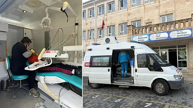 Siirt Tillo'da okullarda mobil diş aracıyla diş taraması yapıldı