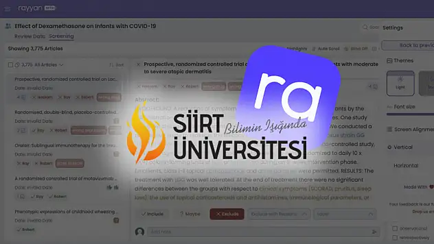 Siirt Üniversitesi, Rayyan AI Destekli Literatür İnceleme Platformuna Abone Oldu