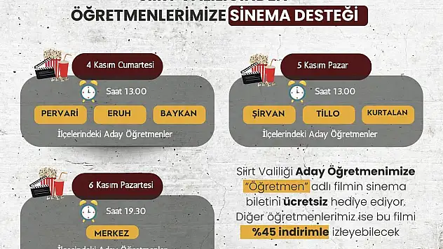 Siirt Valiliği'nden Öğretmenlere Jest!