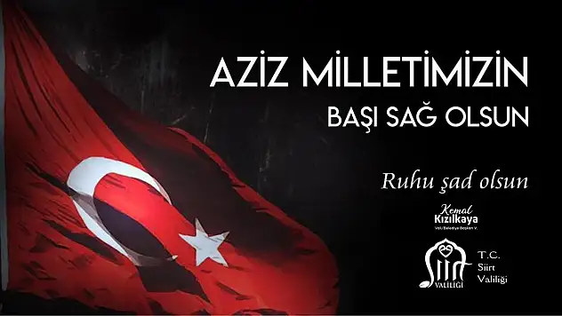 Siirt Valisi Dr. Kızılkaya'dan Şehit Er İçin Taziye Mesajı