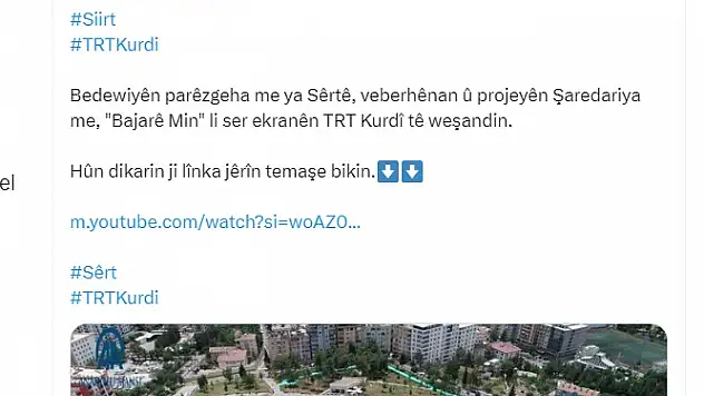 Siirt'in Güzellikleri ve Belediyenin Çalışmaları TRT Kurdi Kanalında Anlatıldı (VİDEOLU)