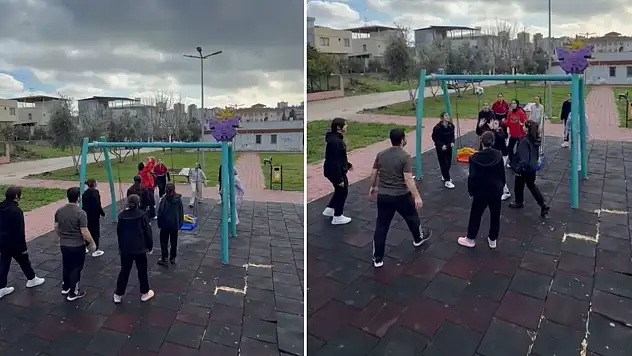 Siirtli genç sporcular için salıncak file oldu, park voleybol sahası