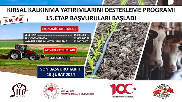 Siirt'te Kırsal Kalkınma Yatırımları Programına Başvurular Başladı