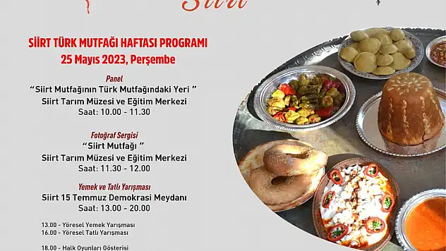 'Türk Mutfağı Haftası' Siirt'te Çeşitli Etkinliklerle Kutlanacak