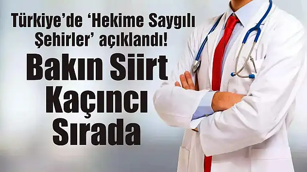 Türkiye'de 'Hekime Saygılı Şehirler' Sıralamasında Siirt'in Yeri!