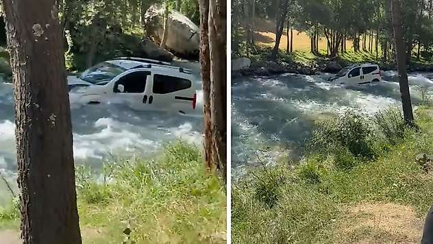 Van'da El Freni Çekilmeyen Kamyonet Çaya Uçtu!