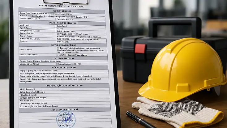 Kurtalan Belediyesi'nden Yeni Personel Alımı: Geçici Kadroya 4 Gün, Daimi Kadroya 1 Gün Başvuru