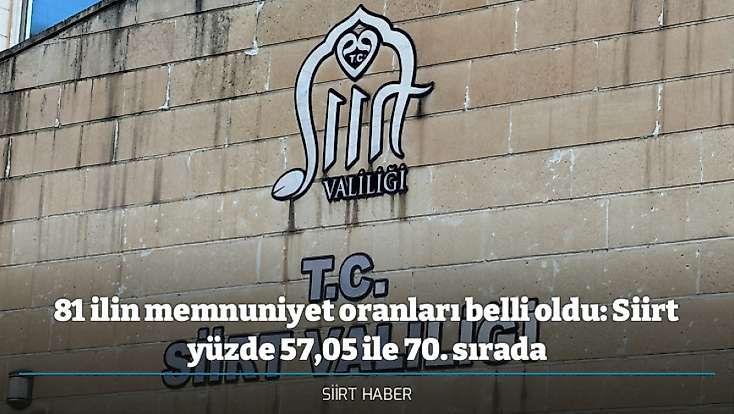 81 ilin memnuniyet oranları belli oldu: Siirt yüzde 57,05 ile 70. sırada