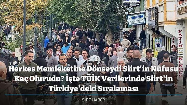 Herkes Memleketine Dönseydi Siirt'in Nüfusu Kaç Olurudu? İşte TÜİK Verilerinde Siirt'in Türkiye'deki Sıralaması