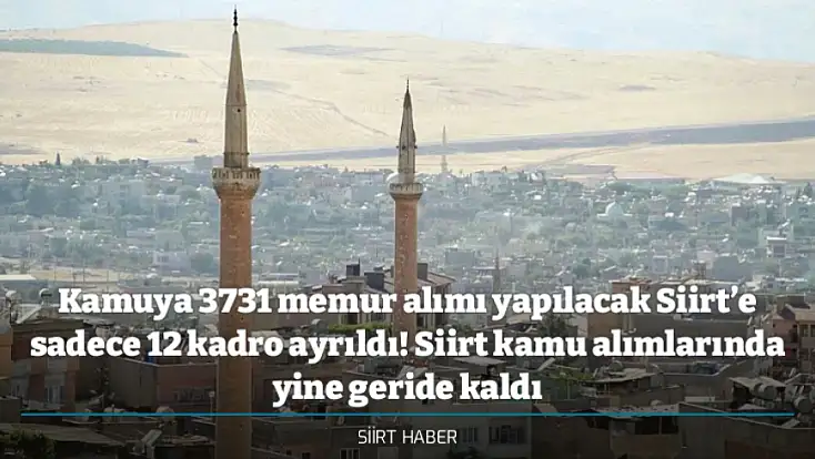 Kamuya 3731 memur alımı yapılacak Siirt’e sadece 12 kadro ayrıldı! Siirt kamu alımlarında yine geride kaldı