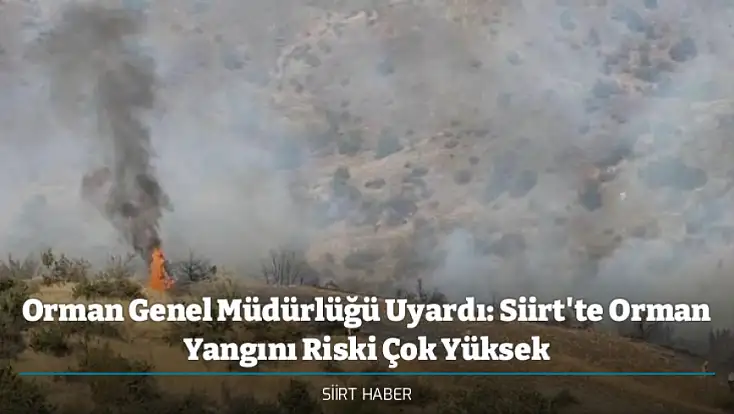 Orman Genel Müdürlüğü Uyardı: Siirt'te Orman Yangını Riski Çok Yüksek