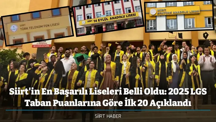 Siirt'in En Başarılı Liseleri Belli Oldu: 2025 LGS Taban Puanlarına Göre İlk 20 Açıklandı