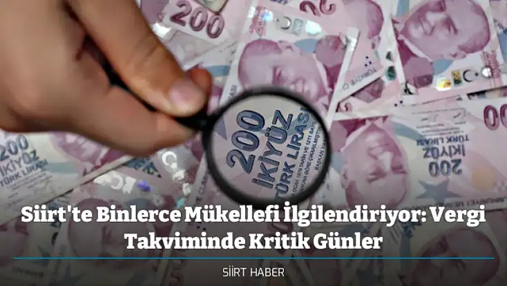 Siirt'te Binlerce Mükellefi İlgilendiriyor: Vergi Takviminde Kritik Günler