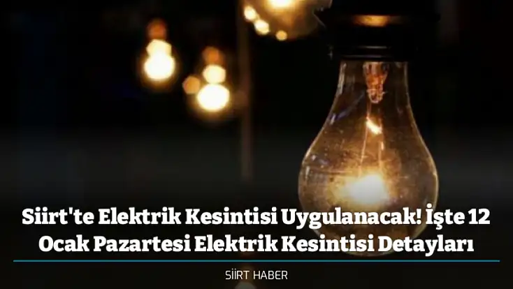 Siirt'te Elektrik Kesintisi Uygulanacak! İşte 12 Ocak Pazartesi Elektrik Kesintisi Detayları
