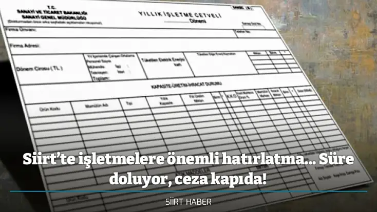Siirt’te işletmelere önemli hatırlatma... Süre doluyor, ceza kapıda!