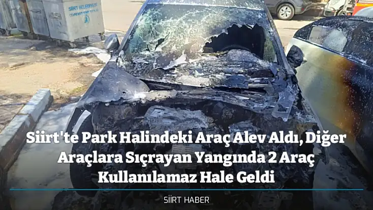 Siirt'te Park Halindeki Araç Alev Aldı, Diğer Araçlara Sıçrayan Yangında 2 Araç Kullanılamaz Hale Geldi