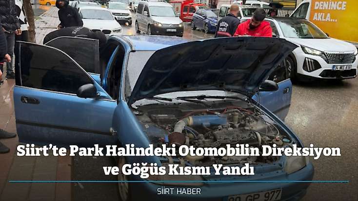 Siirt’te Park Halindeki Otomobilin Direksiyon ve Göğüs Kısmı Yandı