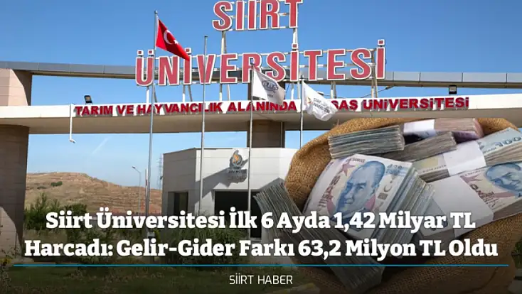 Siirt Üniversitesi İlk 6 Ayda 1,42 Milyar TL Harcadı: Gelir-Gider Farkı 63,2 Milyon TL Oldu