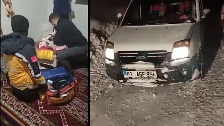 Siirt Şirvan’da yolda mahsur kalan aile kurtarıldı, yeni doğan bebek hastaneye ulaştırıldı