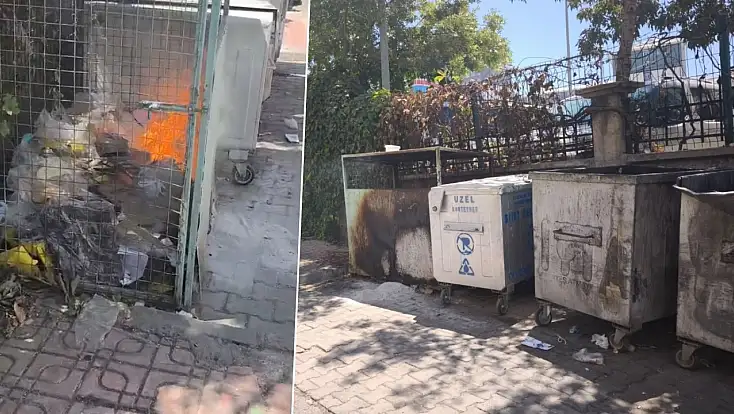 Siirt'te Gelişi Güzel Atılan Köz Ateşi Çöp Konteynerlerini Tutuşturdu