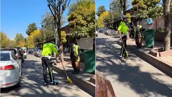 Siirt’te Polis Engelli Temizlik Görevlisine Yardım Etti! O Anlar Sosyal Medyada Büyük Beğeni Topladı