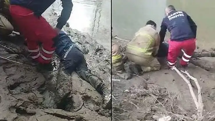İntihar Etmeye Gitti, Çamura Saplandı, İtfaiye Kurtardı