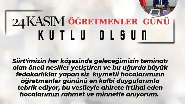 Müftü Pinal'dan 24 Kasım Öğretmenler Günü Mesajı