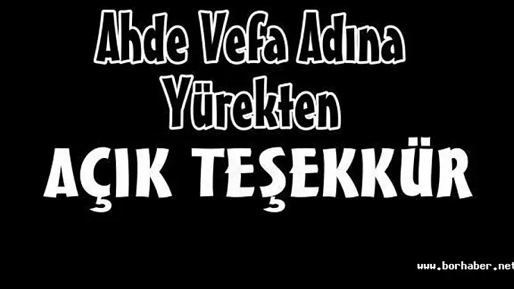 NEZİR ERDEN'DEN AÇIK TEŞEKKÜR