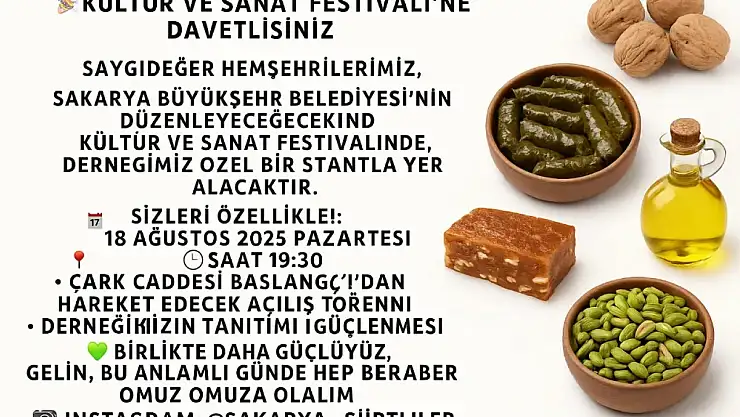 Sakarya Kültür ve Sanat Festivali'nde Siirt Rüzgârı Esecek