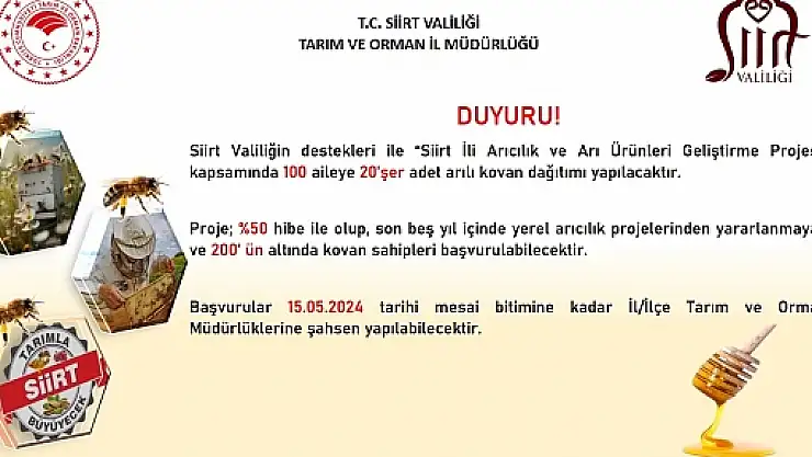 Siirt Arı ve Arı Ürünlerini Geliştirme Projesi İle %50 Hibeli Arılı Kovan Dağıtımı Yapılacak