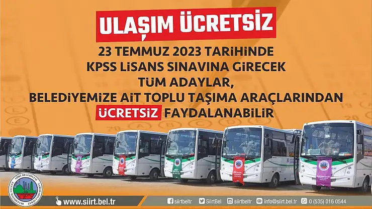 Siirt Belediyesi Otobüsleri, KPSS'ye Gireceklere Ücretsiz