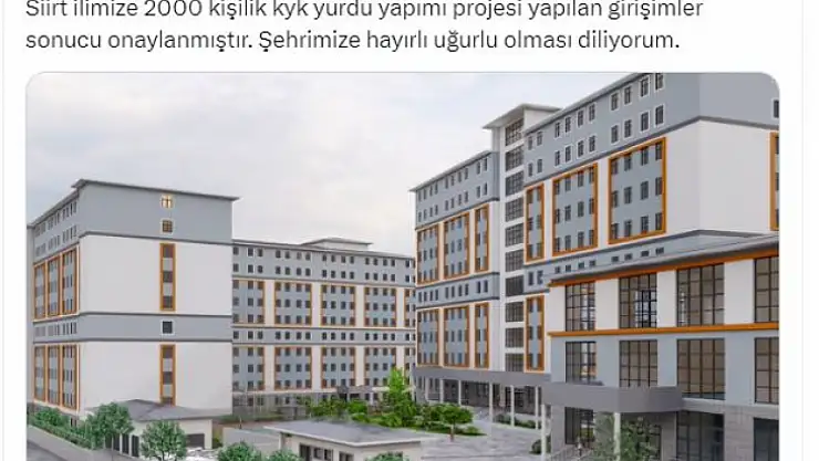 Siirt Milletvekili Mervan Gül Duyurdu: 'Siirt'te 2 Bin Kişilik KYK Yurdu Yapımı Onaylandı'