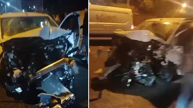 Siirt'te gece yarısı meydana gelen kazada otomobil hurdaya döndü