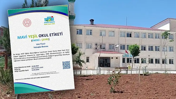 Siirt Tillo İkizbağlar İlk-Ortaokulu ''Mavi Yeşil Okul'' Etiketi Almaya Hak Kazandı