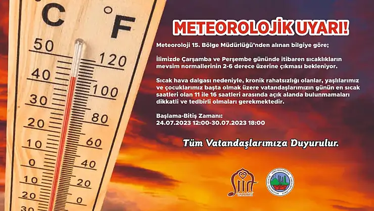 Siirt'te Kronik Rahatsızlığı Bulunanlar İçin  Valilikten Hava Sıcaklığı Uyarısı