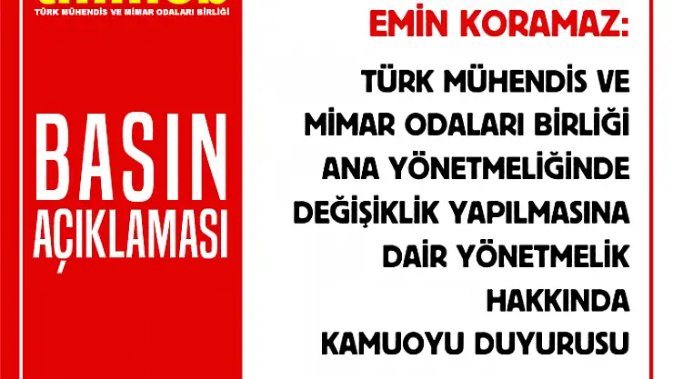 TMMOB'dan Kamuoyu Duyurusu