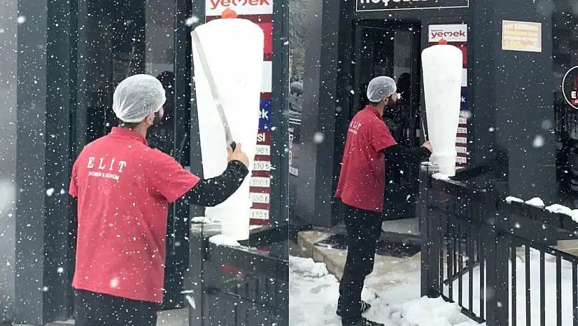 Bu da oldu: Siirtli dönerci kardan adam yerine kardan döner yaptı