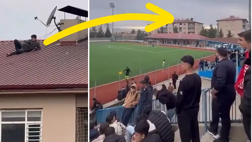 Siirt Amatör Ligi maçında ilginç anlar: Maçı çatıdan izledi