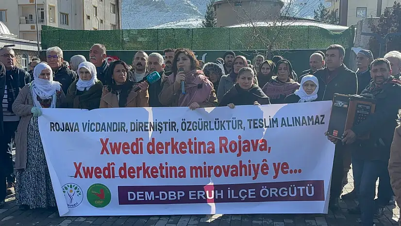 Siirt'in Eruh'ta İlçesi'nde Suriye'nin Kuzeyi İçin Destek Yürüyüşü Düzenlendi