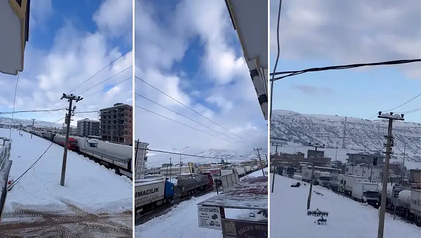 Siirt'in o ilçesinde uluslararası geçişi sağlayan yolda yüzlerce araç tıkandı!
