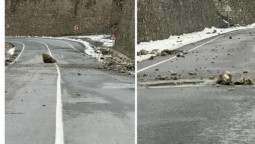 Siirt Pervari–Hizan hattında kaya parçaları yola düştü