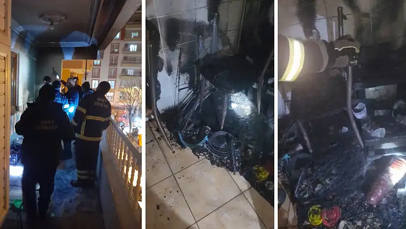 Siirt'te apartman balkonunda yangın paniği