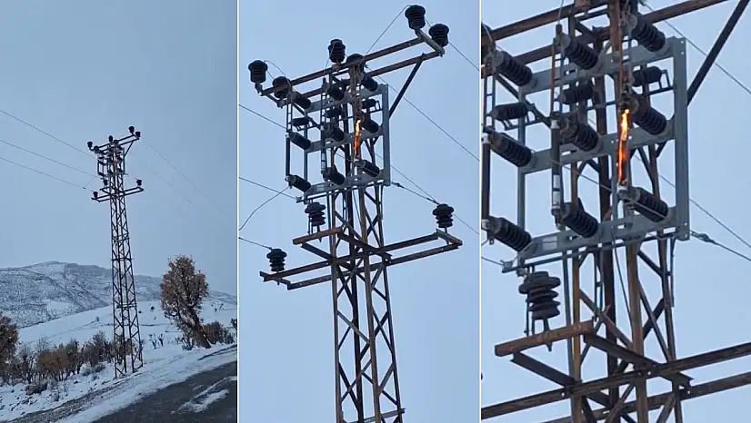 Siirt'te elektrik direği alev aldı, vatandaşlar endişeli