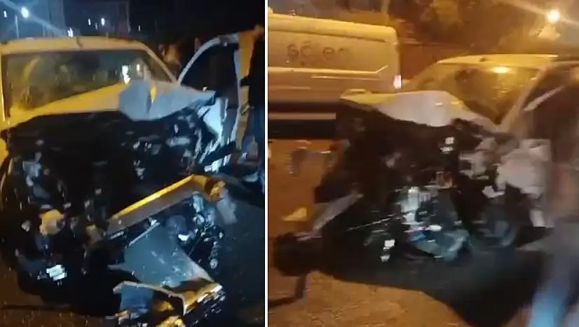 Siirt'te gece yarısı meydana gelen kazada otomobil hurdaya döndü