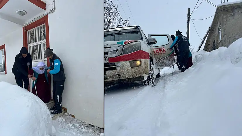 Siirt'te Kar Engeline UMKE Müdahalesi: Diyaliz Hastası Yaşlı Kadın Hastaneye Ulaştırıldı