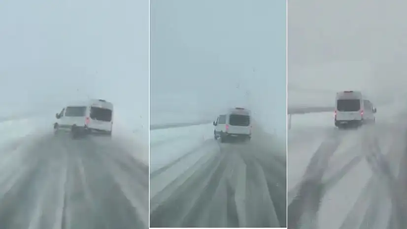 Siirt'te minibüsün kıl payı atlattığı kaza kamerada