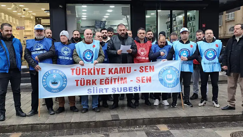 Siirt'te Türkiye Kamu-Sen ve Türk Eğitim-Sen'den ortak basın açıklaması: 'İnsanca yaşam, adil ücret istiyoruz'