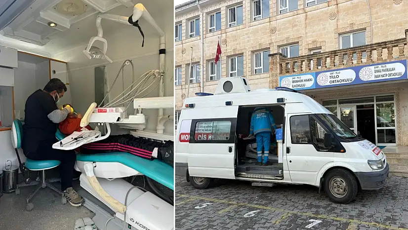 Siirt Tillo'da okullarda mobil diş aracıyla diş taraması yapıldı