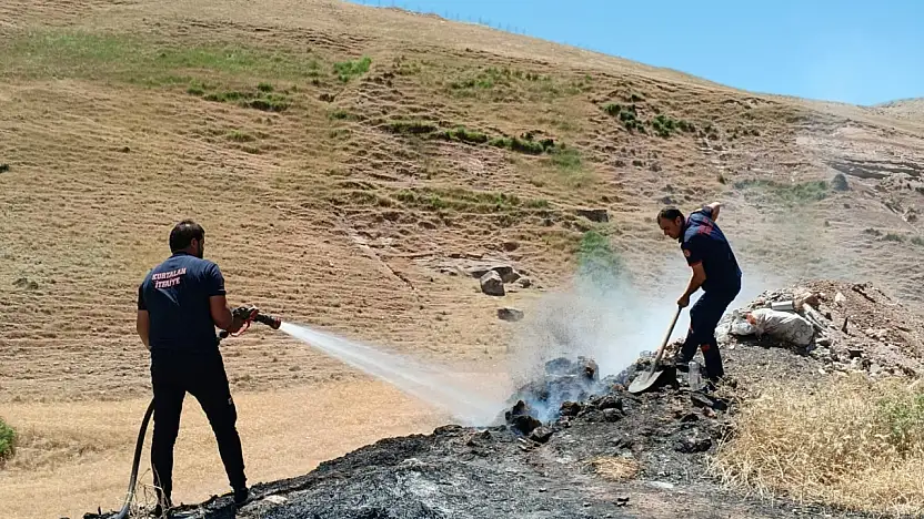 Kurtalan'da Yol Kenarında Çıkan Yangın Ekinlere Ulaşmadan Söndürüldü